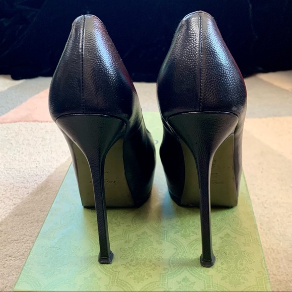 SOLD YSL Tribtoo Platform Pumps Yves Saint Laurent Tribute Leather 38.5 Black - Picture 3 of 14